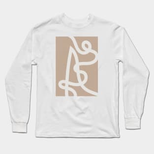 Abstract Minimal Line Art, Neutral, Boho Decor Long Sleeve T-Shirt